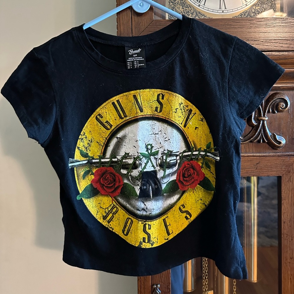Bravado Guns N Roses Size Small Black Cropped T-shirt